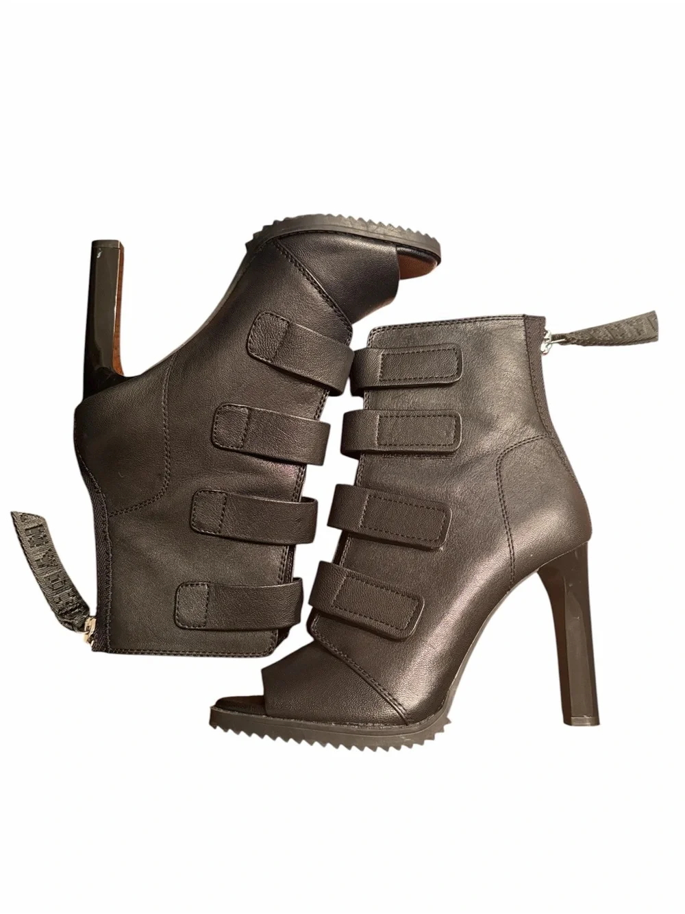 DKNY Black Leather Peep Toe Strappy Booties/Shoes Size 8.5M
